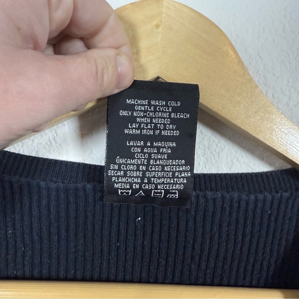 Vintage Polo Jeans Ralph Lauren V-Neck Ribbed Sweater Navy Blue M - Picture 5 of 8